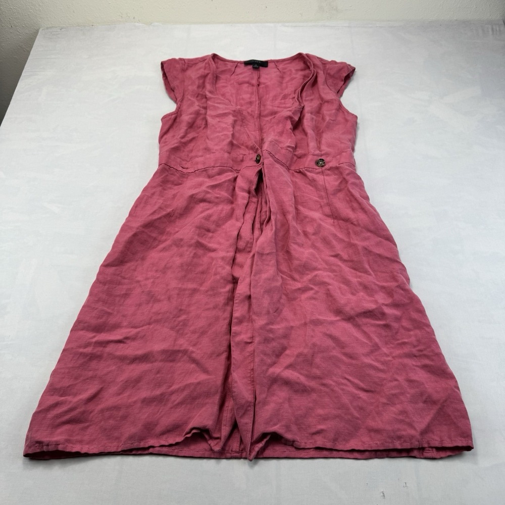 J.Crew Women's Size 8 Pink Linen Blend Sleeveless Tie Front Midi Dress
